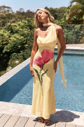 Lilah – żółta sukienka maxi z siateczki