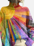 Hanne | Kolorowy Sweter z Golfem