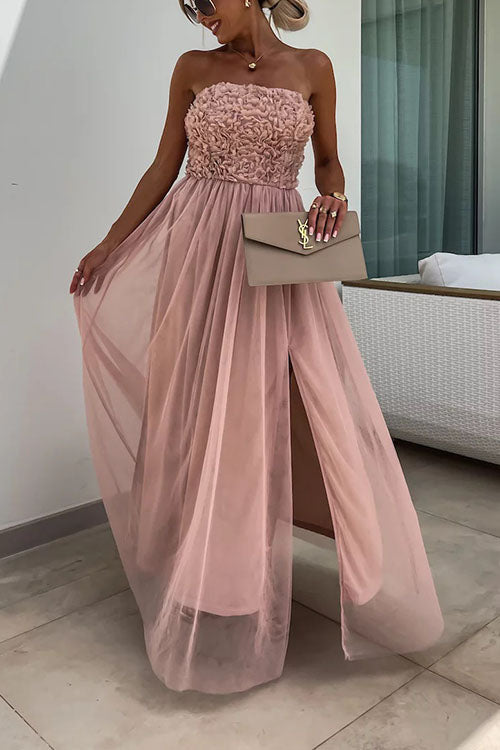 Ari - Modne maxi sukienka z rozcięciem