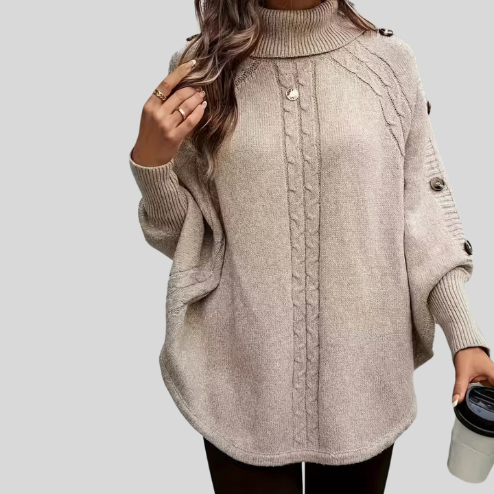 Ludmiła™ | Sweter z wysokim kołnierzem i splotem warkoczowym