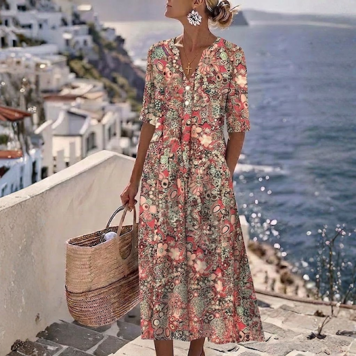 Janice™ | Elegancka letnia sukienka midi z zakryciem brzucha