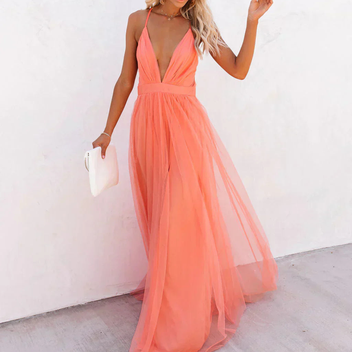 Willow - Koralowa Sukienka Maxi