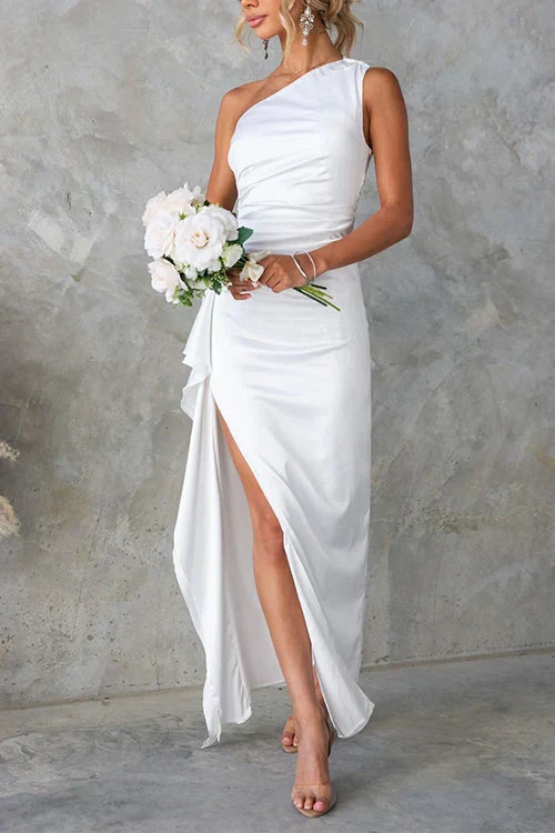 Inez - Elegancka sukienka maxi z jednym ramiączkiem