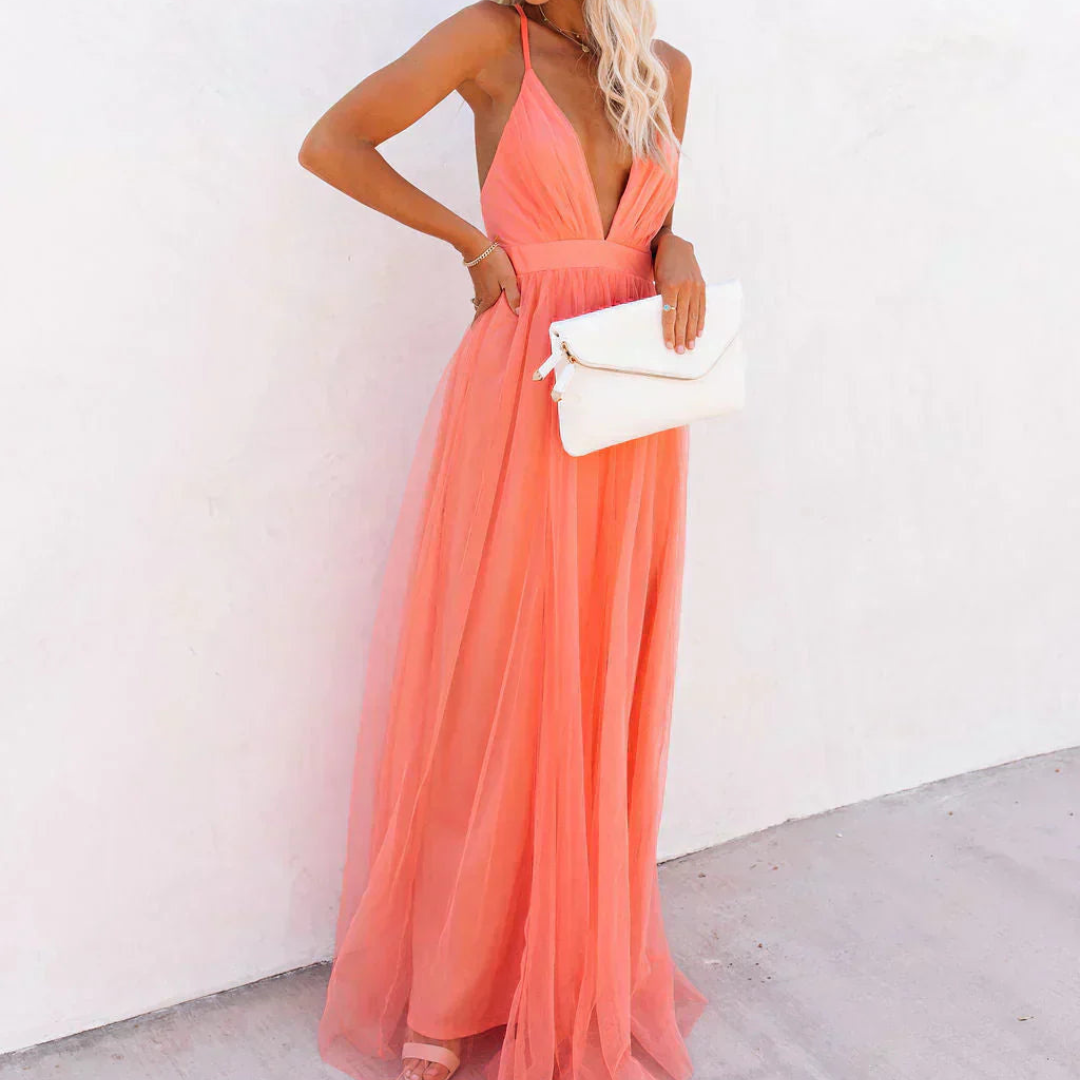 Willow - Koralowa Sukienka Maxi