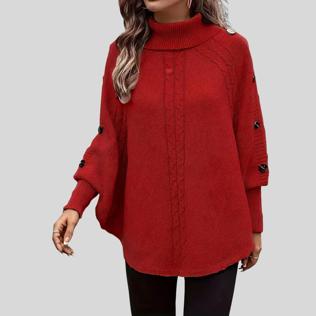 Ludmiła™ | Sweter z wysokim kołnierzem i splotem warkoczowym