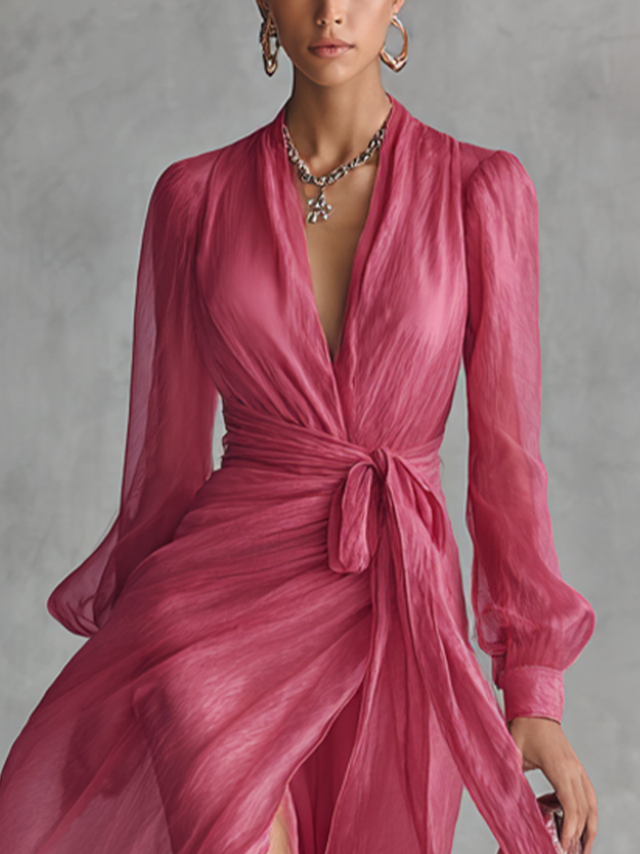 Daisy - Elegancka Długa Sukienka Chiffonowa