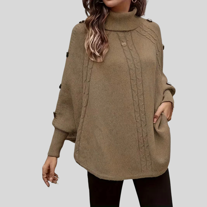 Ludmiła™ | Sweter z wysokim kołnierzem i splotem warkoczowym