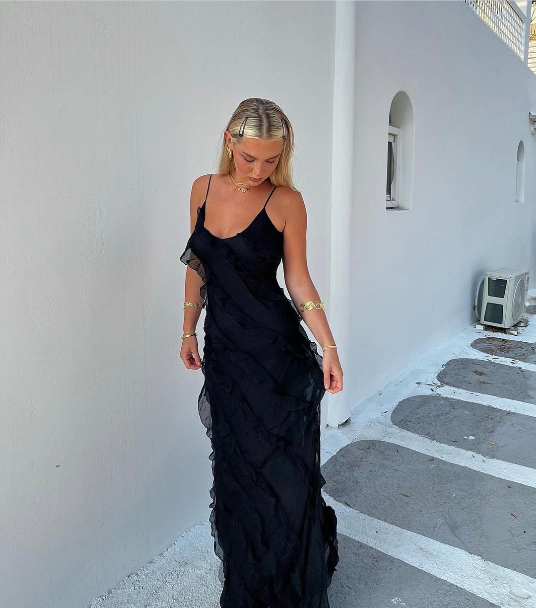 Zara - Sukienka Maxi z Falbanami