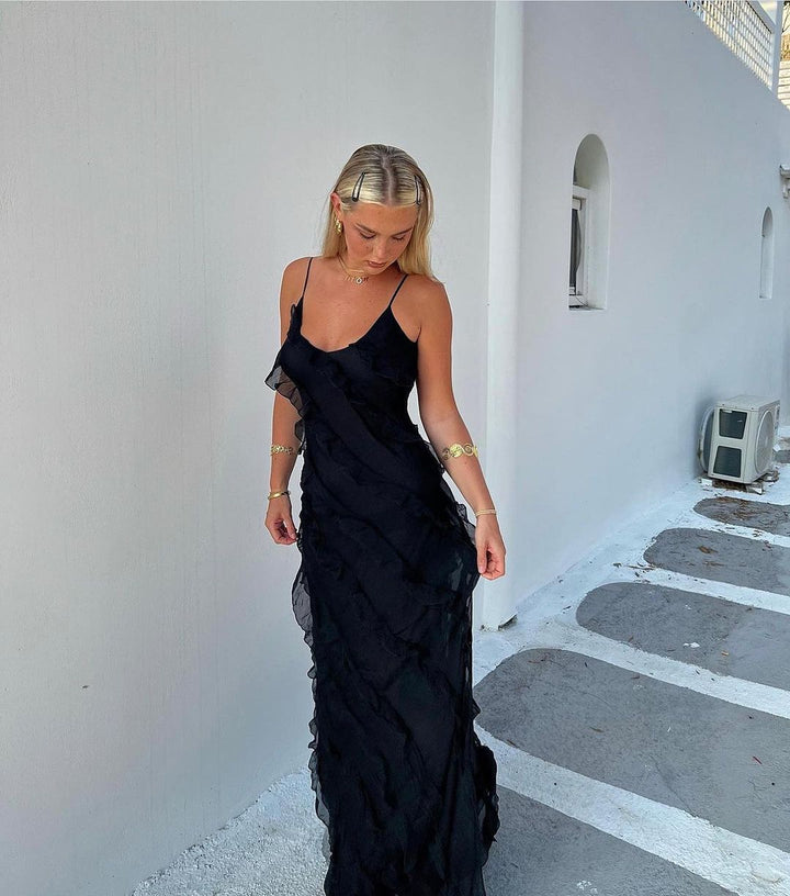 Zara - Sukienka Maxi z Falbanami
