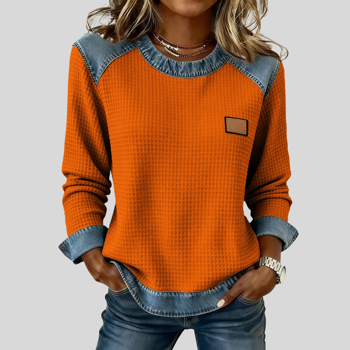 Delancine™ | Sweter Waffle z Wzorem Patchwork