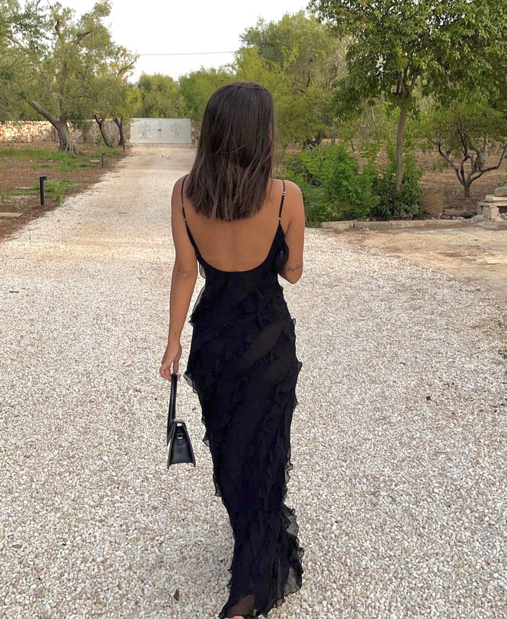 Zara - Sukienka Maxi z Falbanami
