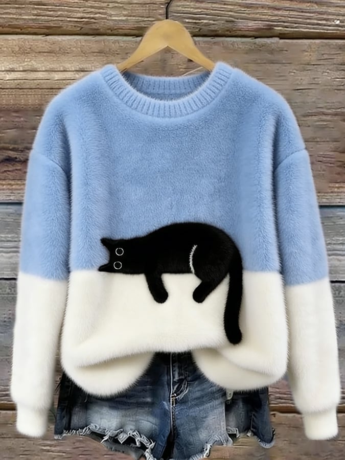 Belinda - Oversized sweter z motywem kota