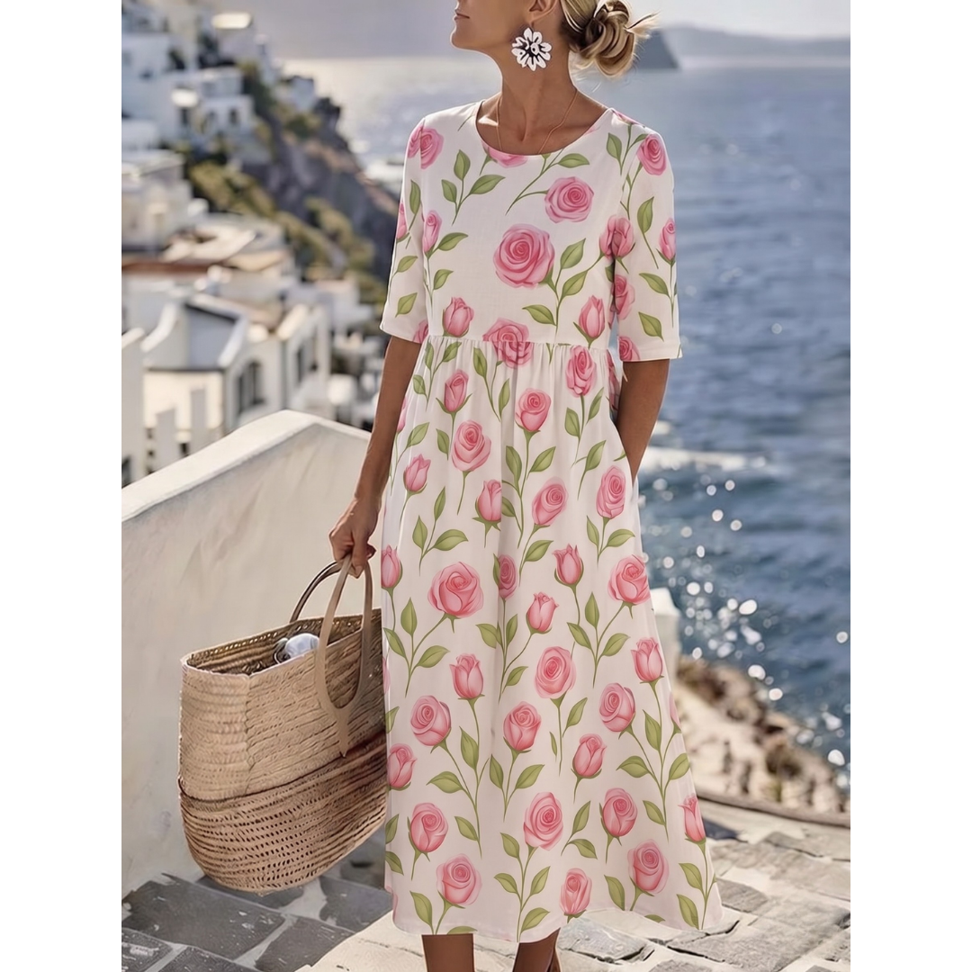Sophia™ - Elegancka Kwiatowa Sukienka Midi na Lato