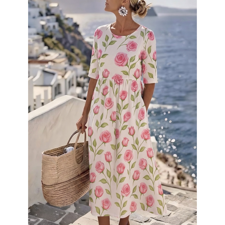 Sophia™ - Elegancka Kwiatowa Sukienka Midi na Lato