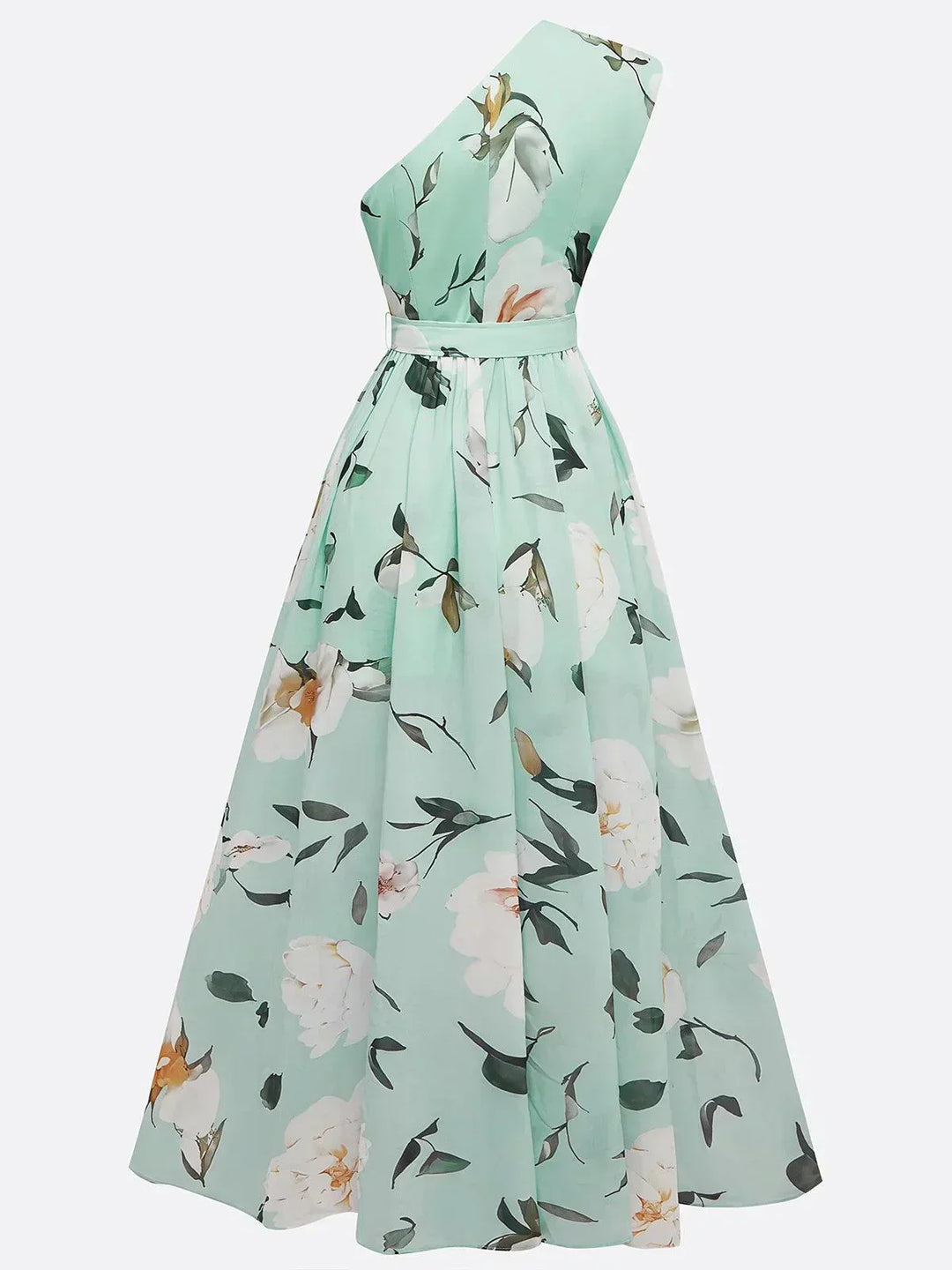 Sella - Rüsztowane Sukienka Maxi Chiffon na Jedno Ramię w Linii A