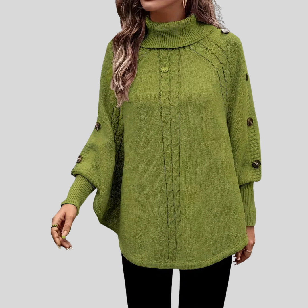 Ludmiła™ | Sweter z wysokim kołnierzem i splotem warkoczowym