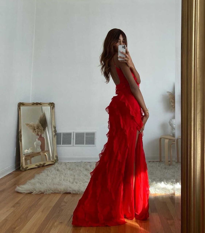 Zara - Sukienka Maxi z Falbanami