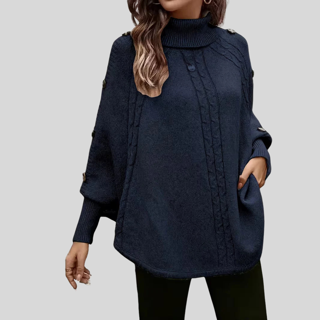 Ludmiła™ | Sweter z wysokim kołnierzem i splotem warkoczowym