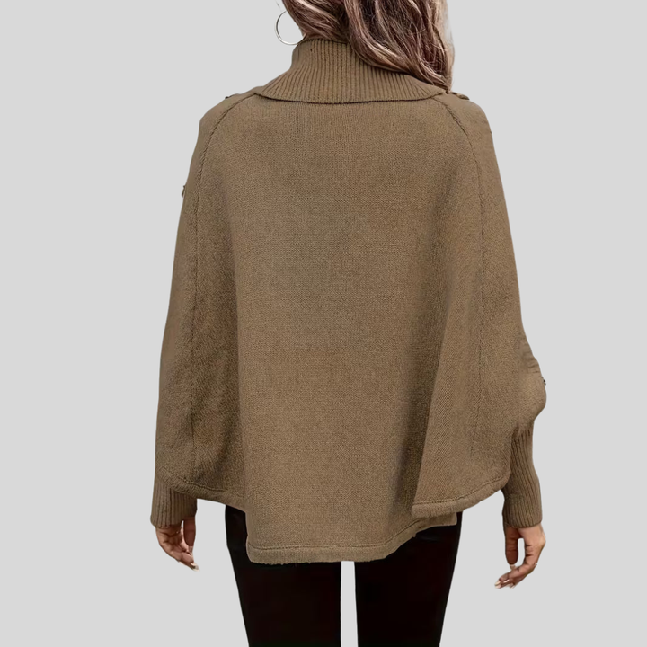 Ludmiła™ | Sweter z wysokim kołnierzem i splotem warkoczowym