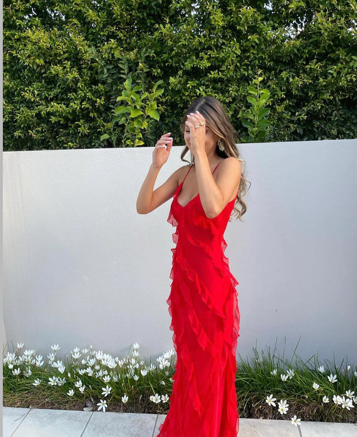 Zara - Sukienka Maxi z Falbanami