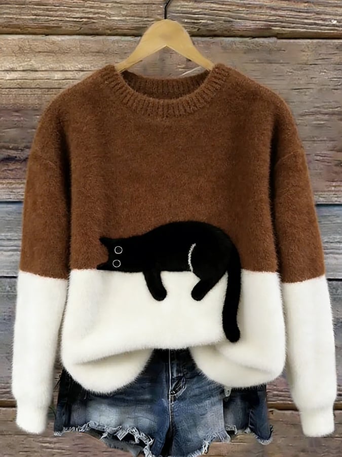 Belinda - Oversized sweter z motywem kota
