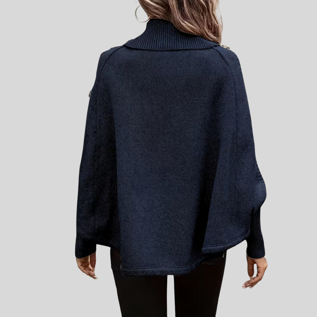 Ludmiła™ | Sweter z wysokim kołnierzem i splotem warkoczowym