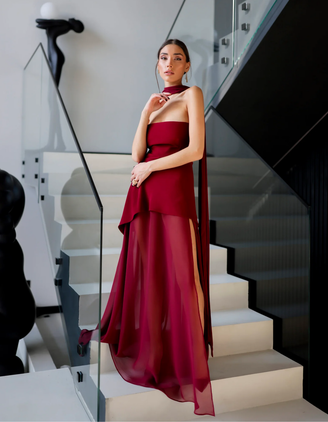 Aylin – Sukienka maxi z chiffonu bez ramiączek