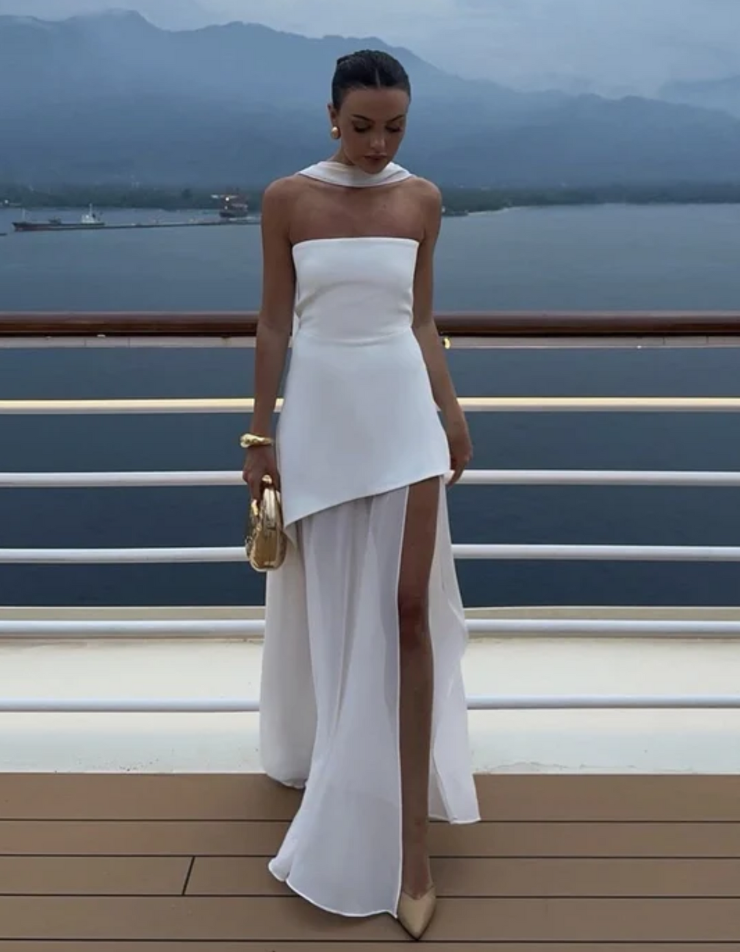Aylin – Sukienka maxi z chiffonu bez ramiączek