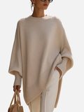 Anne | Miękki, oversize'owy poncho-pulower z dzianiny