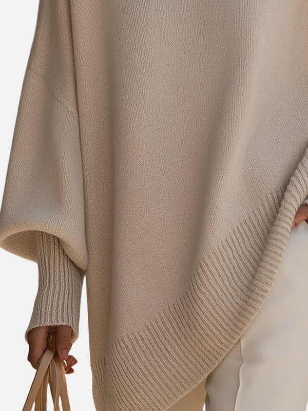 Anne | Miękki, oversize'owy poncho-pulower z dzianiny