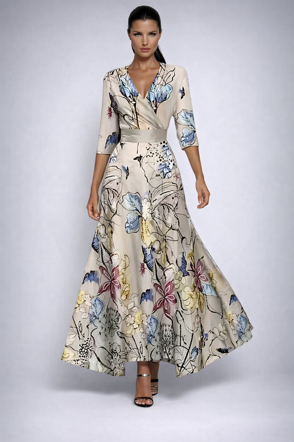 Elisa - Elegancka sukienka maxi z kwiatami