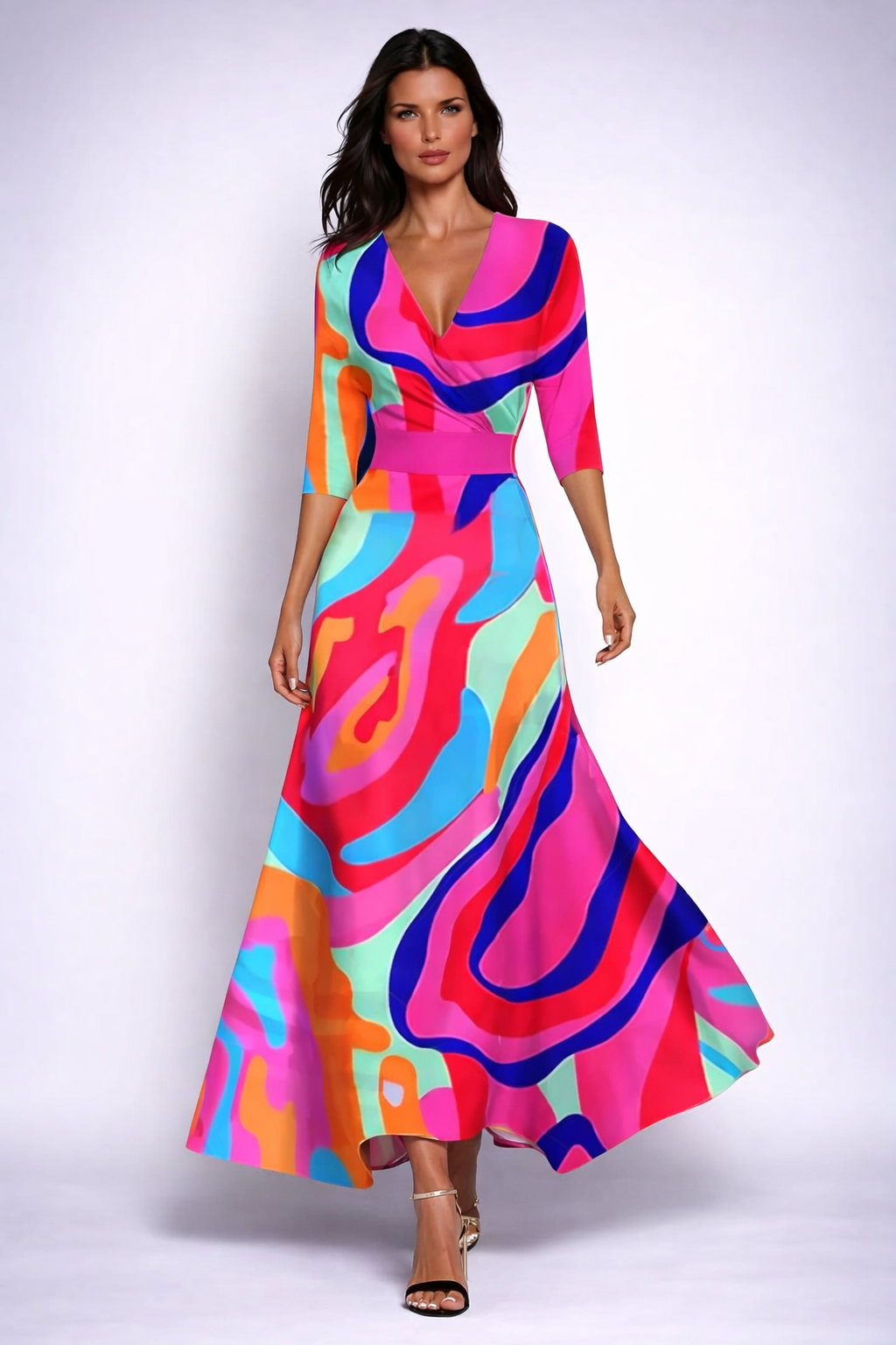 Elisa - Elegancka sukienka maxi z kwiatami