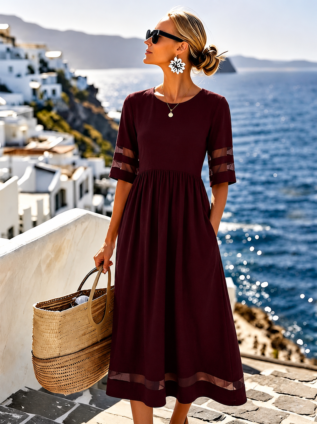Cerelia | Midi sukienka podkreślająca sylwetkę z efektem wyszczuplającym