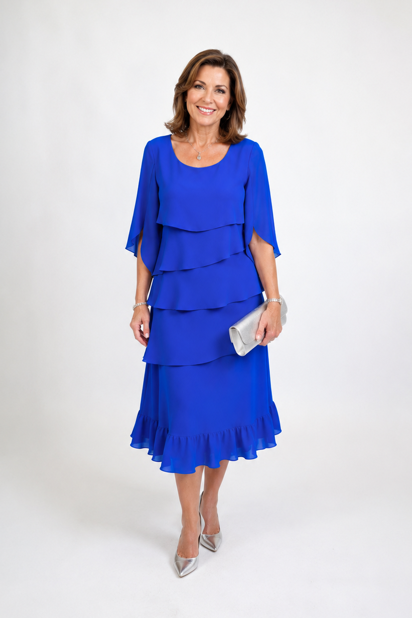 Anna | Elegancka sukienka midi z falbankami