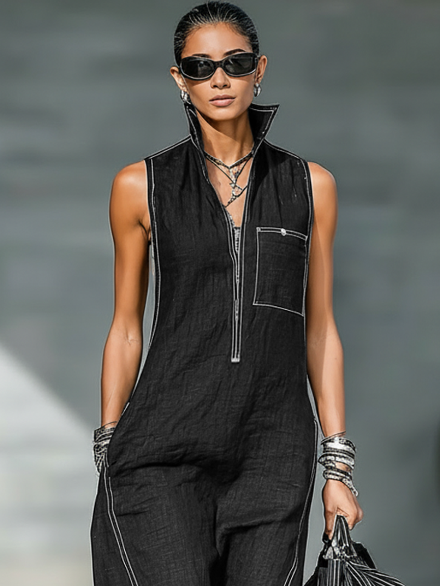 Jamie | Minimalistyczny bezrękawnik Relaxed Jumpsuit