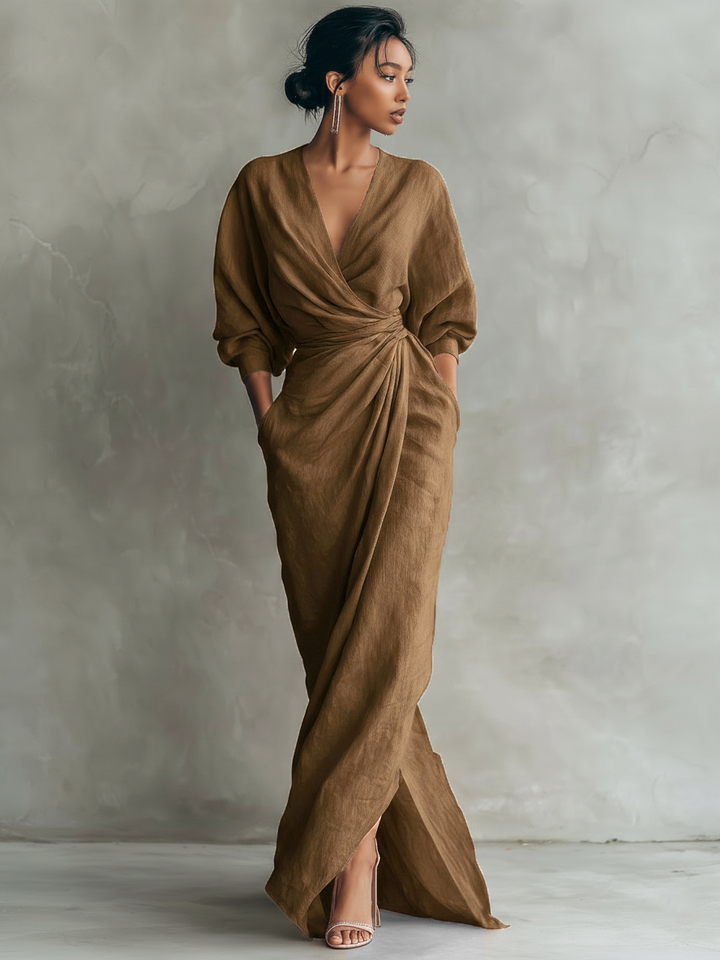 Julianna | Minimalistyczna sukienka maxi z wiązaniem