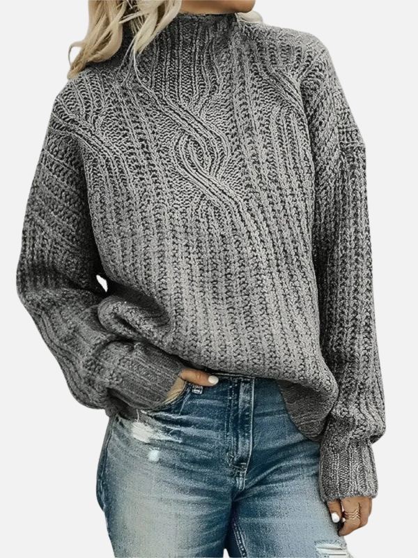 Mette | Sweter z wysokim kołnierzem w splot kabelkowy