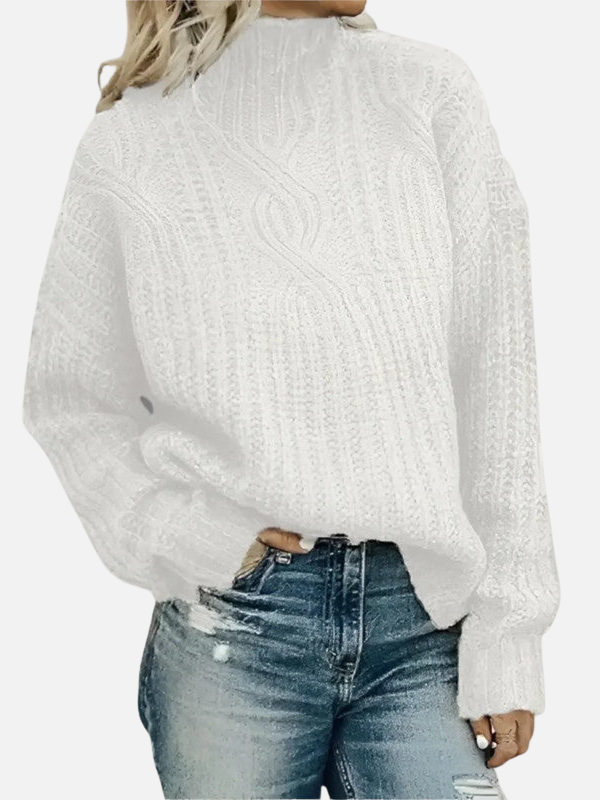 Mette | Sweter z wysokim kołnierzem w splot kabelkowy