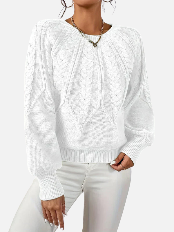 Mette | Sweter z warkoczowym splotem z okrągłym dekoltem