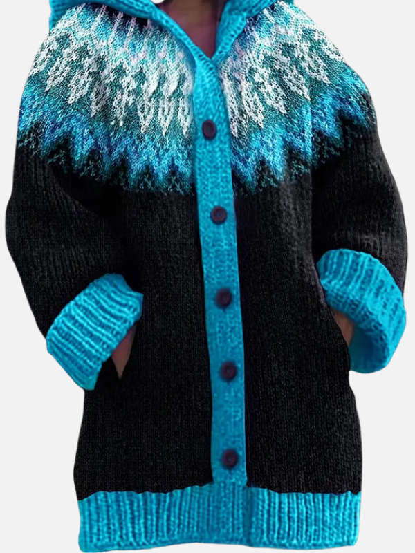 Kirsten | Wzorzysty Hoodie-Kardigan w Stylu Nordyckim