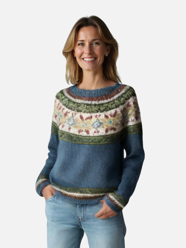 Lene | Wzorzysty sweter z dzianiny z pasem