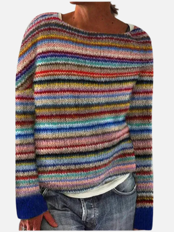 Lene | Wzorzysty sweter z dzianiny z pasem