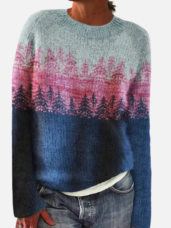 Lene | Wzorzysty sweter z dzianiny z pasem