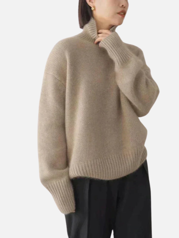 Anne | Oversize Sweter z Golfem z Miękkiej Dzianiny