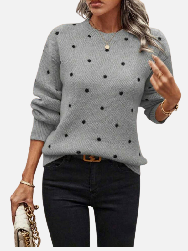 Lene | Sweter w kropki z okrągłym dekoltem