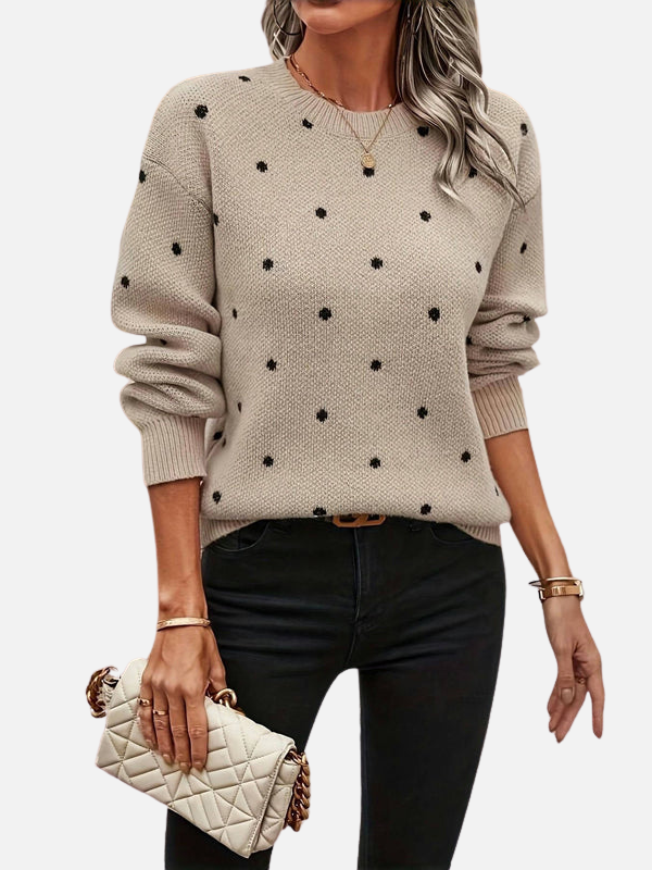 Lene | Sweter w kropki z okrągłym dekoltem
