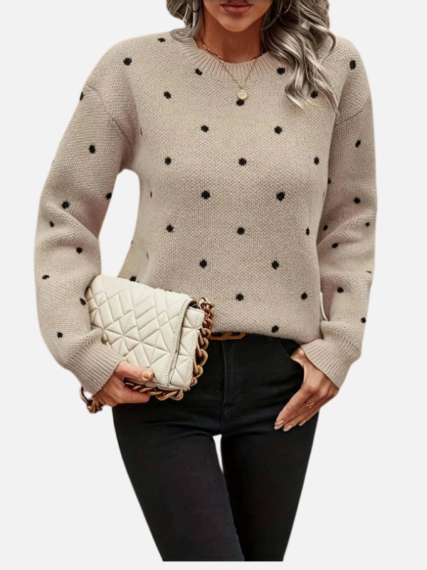 Lene | Sweter w kropki z okrągłym dekoltem
