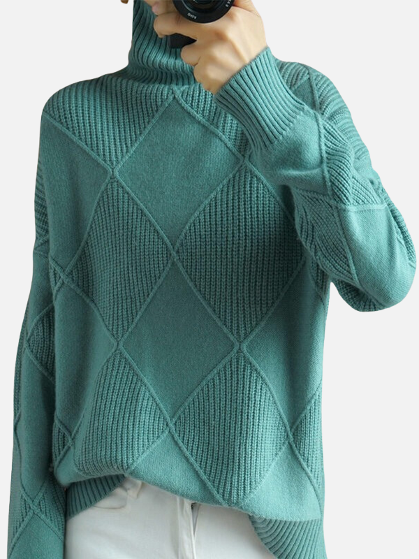 Susanne | Sweter z golfem w romby