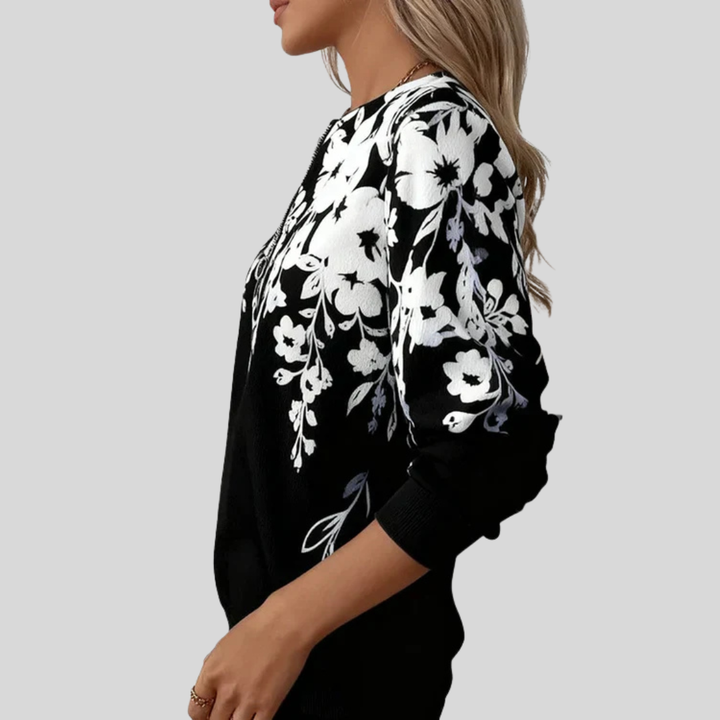 Crimson™ | Bluza z nadrukiem kwiatowym na zamek