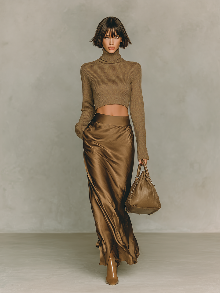 Florenc - Złotobrązowy sweter z golfem